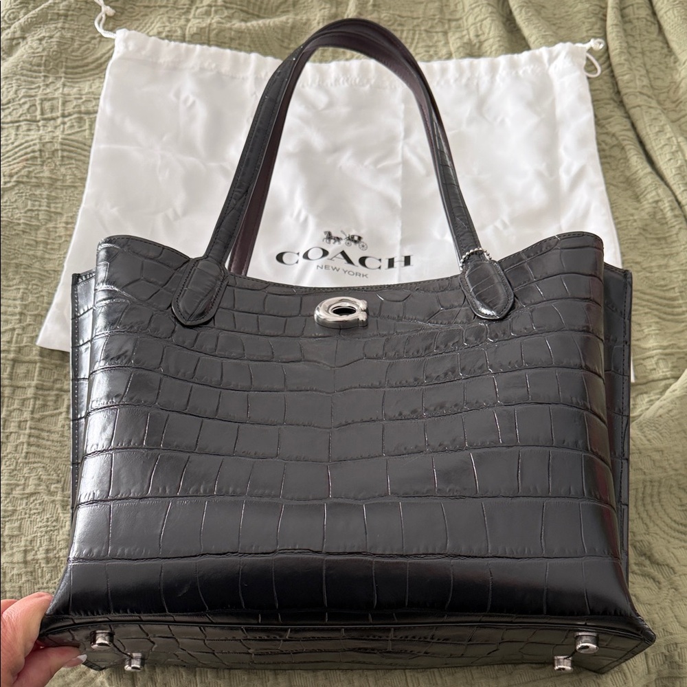 Coach Black Croc-Embossed Tote